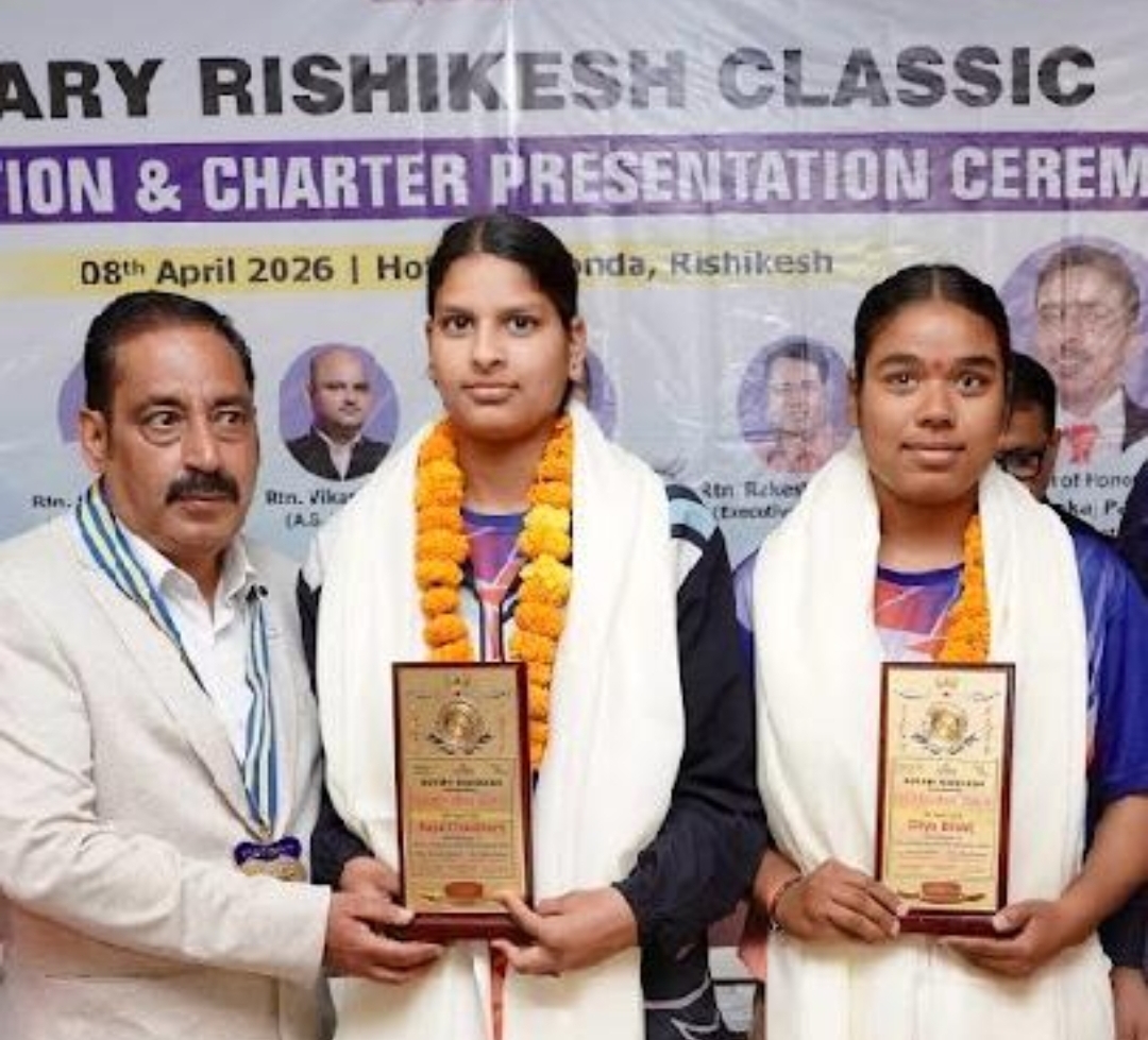 *ऋषिकेश:- कांस्य पदक विजेता खिलाडी दिया और काजल को रोटरी ऋषिकेश क्लासिक ने किया सम्मानित*