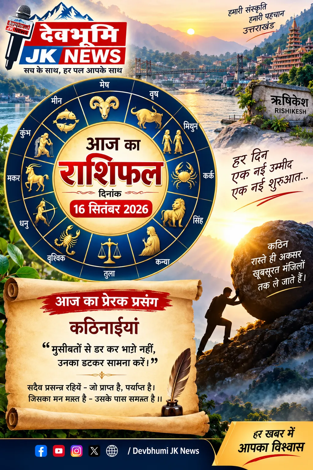 आज आपका राशिफल एवं प्रेरक प्रसंग- कठिनाइयां