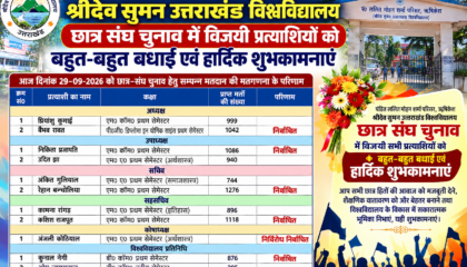 पंडित ललित मोहन शर्मा परिसर में छात्रसंघ चुनाव के परिणाम घोषित, वैभव रावत अध्यक्ष निर्वाचित।